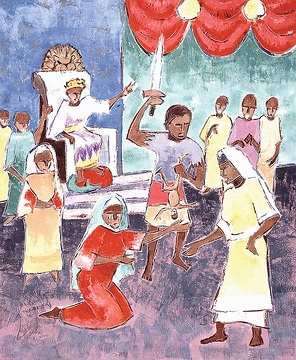 Das Urteil des Salomo, missio-Kunstkalender 2002 Nigeria