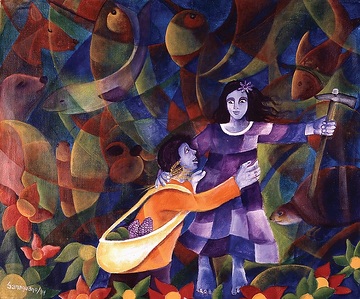 Josef und Maria, missio-Kunstkalender 1996 Ecuador