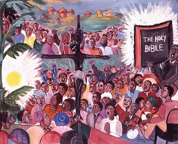 Die versammelte Menge preist den Herrn, missio-Kunstkalender 1995 Junge Künstler in Afrika