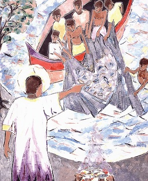 Der Fischfang, missio-Kunstkalender 2002 Nigeria