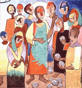 Der werfe den ersten Stein, missio-Kunstkalender 2002 Nigeria
