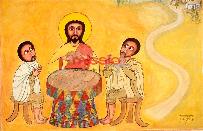 MI_33706 Brotbrechen in Emmaus, Kunstkalender 1990 Äthiopien