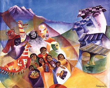 Prozession, missio-Kunstkalender 1996 Ecuador