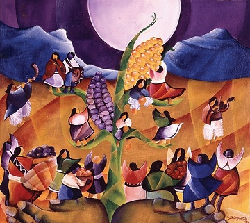 Erntedankfest, missio-Kunstkalender 1996 Ecuador