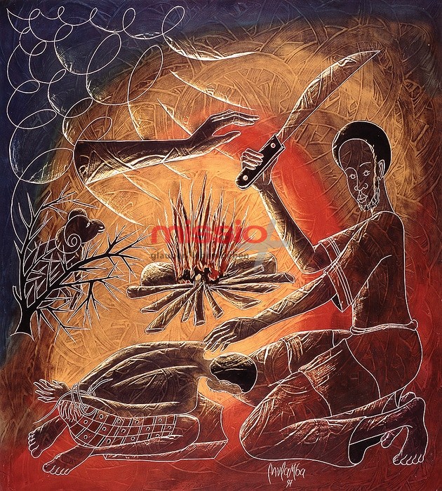 MI_35936 Abraham und Isaak, missio-Kunstkalender 1999 Afrika (Zaire/DR Kongo)