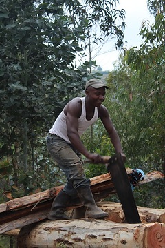 Ruanda, Straße nach Kigeme, Sägewerk